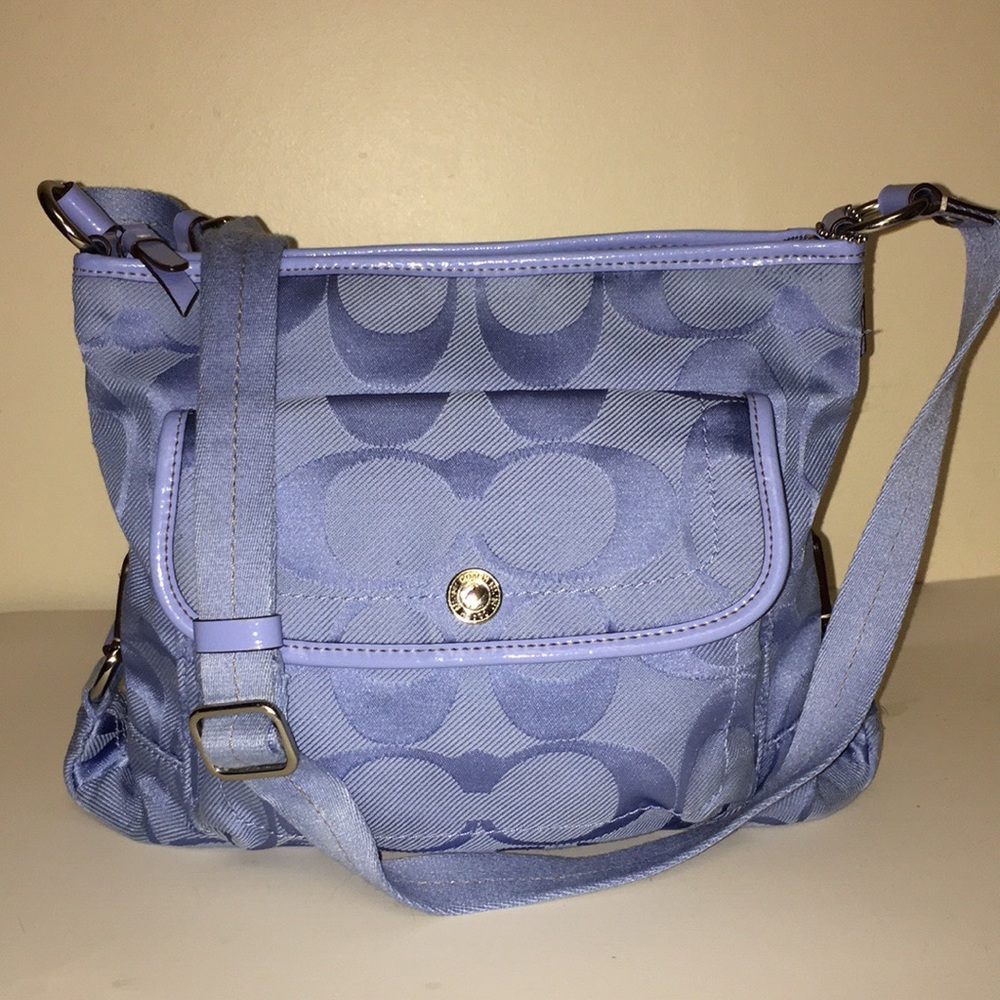 Coach Periwinkle Blue Signature Jacquard Crossbody with Front Pocket - Picture 2 of 5